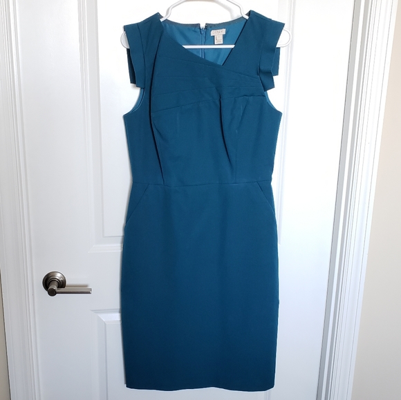 J.Crew Factory Blue Origami Sheath Dress - Picture 3 of 10